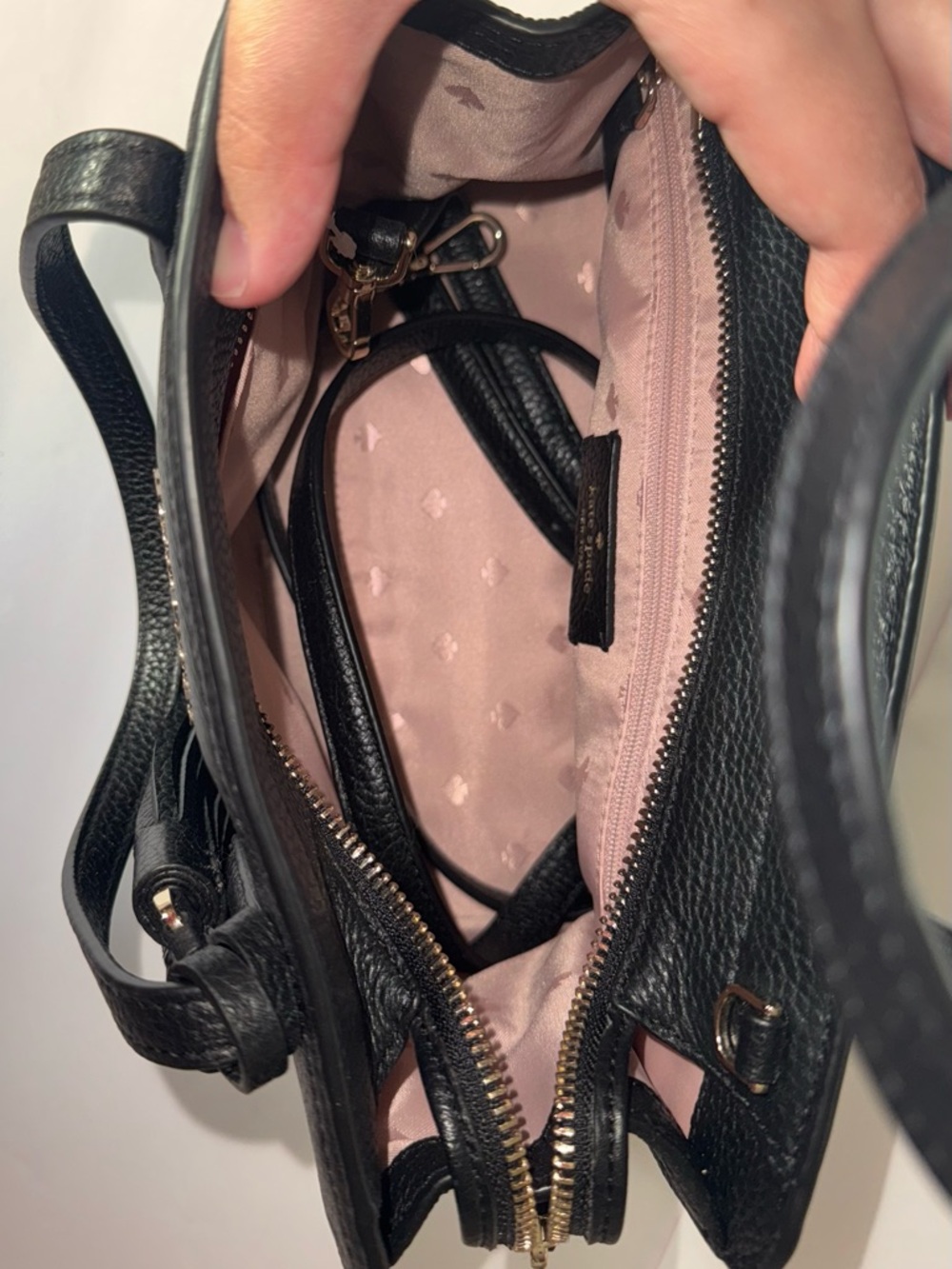 Brand New kate spade Black Pebbled Leather Satchel with Tassel - Picture 3 of 3